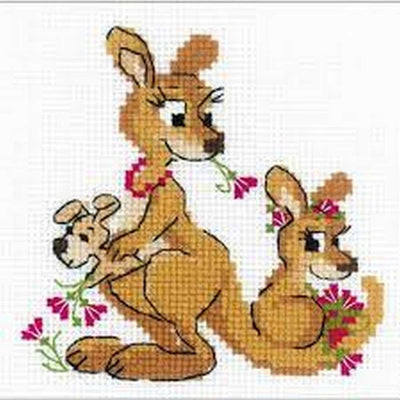 Riolis Cross Stitch Beginner Kit - Kangaroo Family