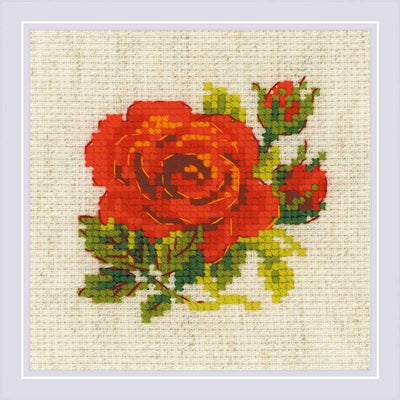 Riolis Cross Stitch Beginner Kit - Red Rose