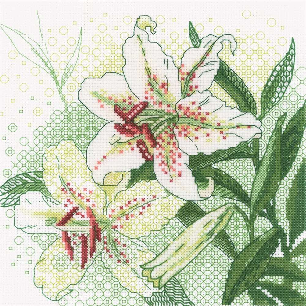 Riolis Cross Stitch/ Blackwork Kit - White Lilies SALE