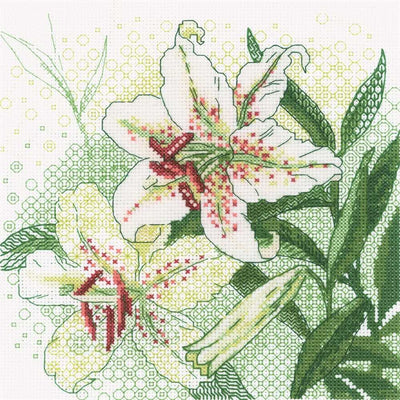 Riolis Cross Stitch/ Blackwork Kit - White Lilies