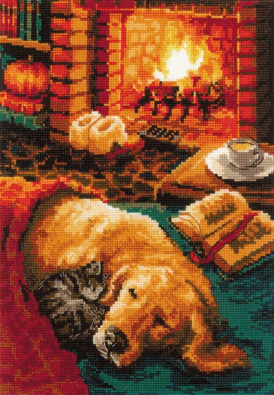 Riolis Cross Stitch Kit - By the Fireplace