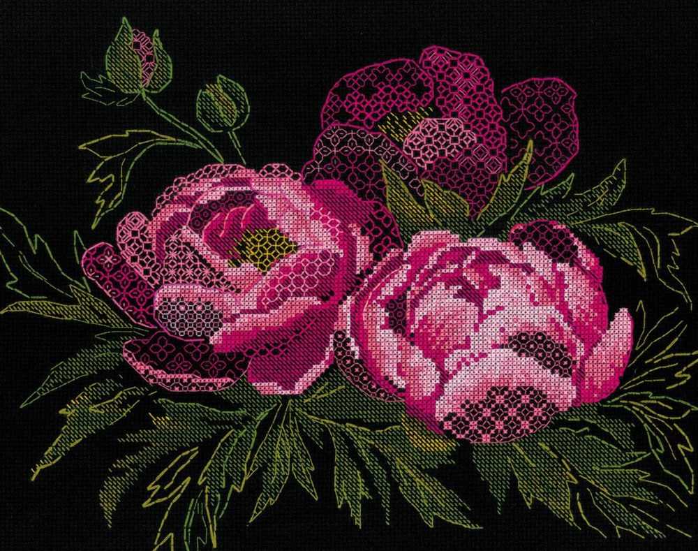 Riolis Cross Stitch Kit - Lace Peonies