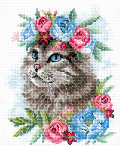 Riolis Cross Stitch Kit - Cat in Flowers