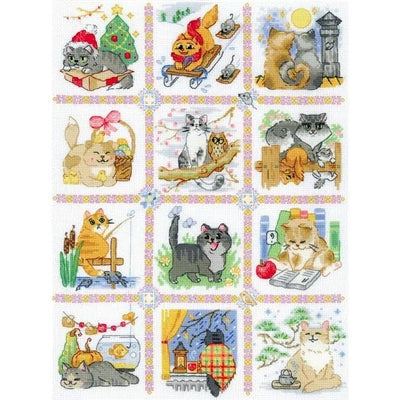 Riolis Cross Stitch Kit - Cat Calendar