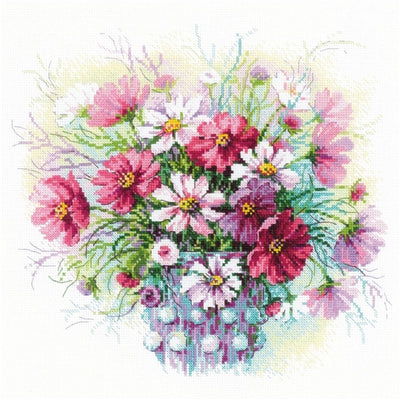 Watercolour Cosmos Cross Stitch Kit -RIOLIS