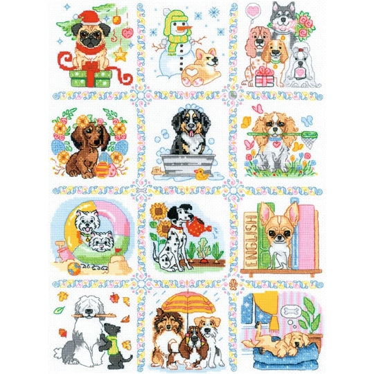 Dog Calendar Cross Stitch Kit -RIOLIS