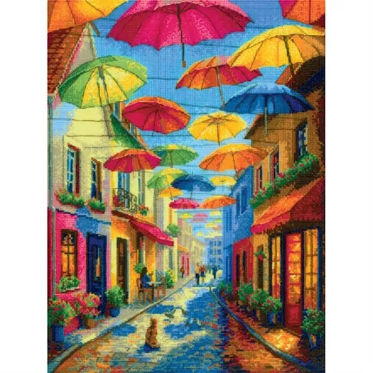 Riolis Cross Stitch Kit - Colourful Umbrellas