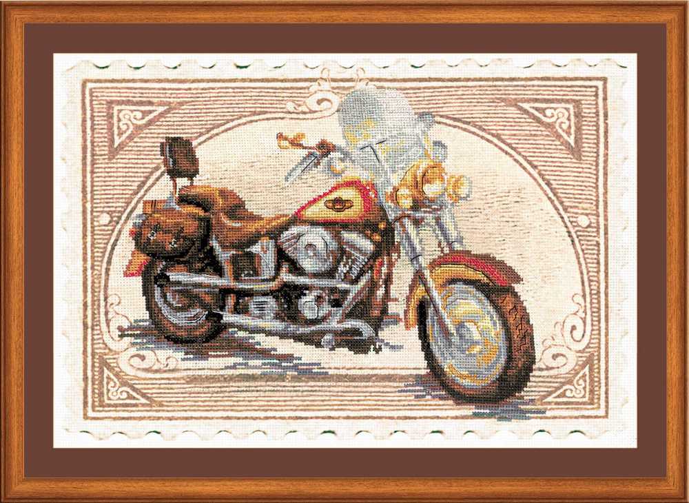 Riolis Embellished Cross Stitch Kit - Harley Motorbike Style FLASH