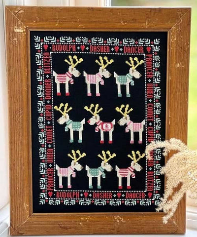Rudolph and Friends At Night Cross Stitch Kit Historical Sampler Co