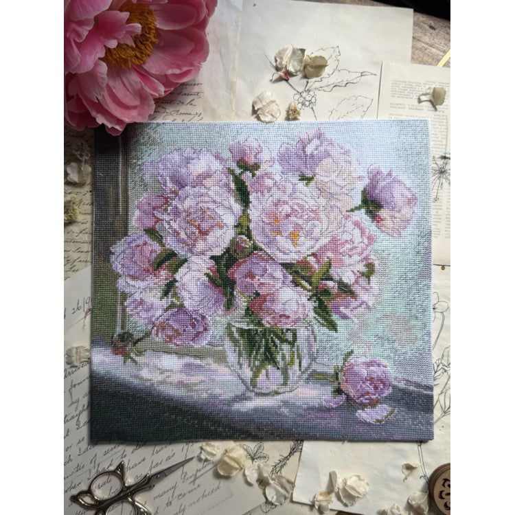 Peonies on the Window Cross Stitch Kit - Andriana