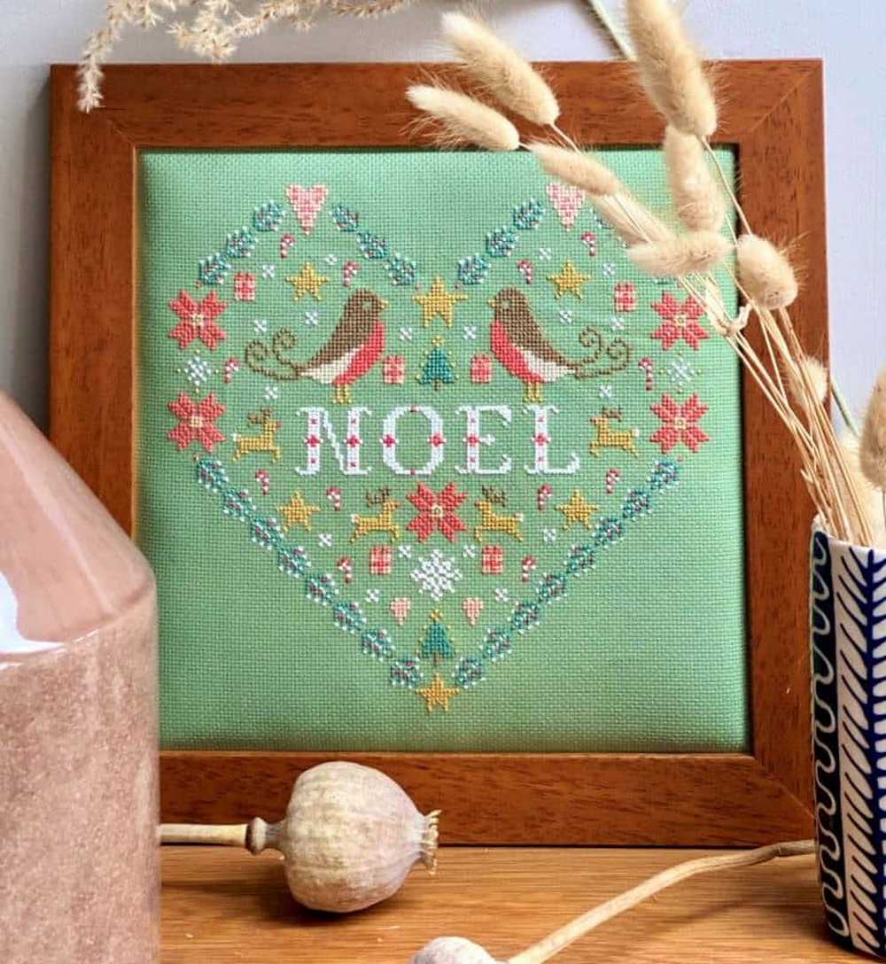 Scandi Heart Noel Sampler Cross Stitch Kit Historical Sampler Co