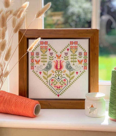 Scandi Heart Cross Stitch Kit Historical Sampler Co