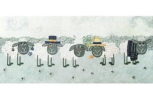 Beaks and Bobbins Sheep Row Textile Art Embroidery Kit