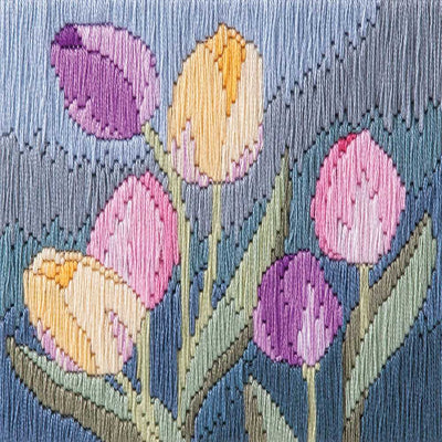 Tulips Silken Long Stitch Kit by Derwentwater Designs