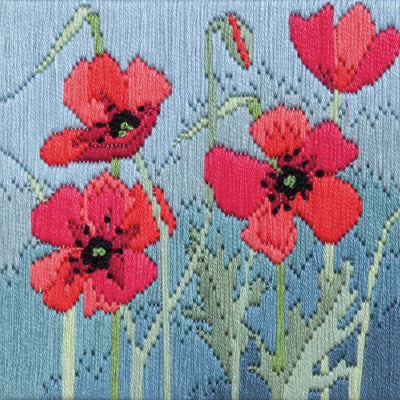 Wild Poppies Silken Long Stitch Kit by Derwentwater Designs