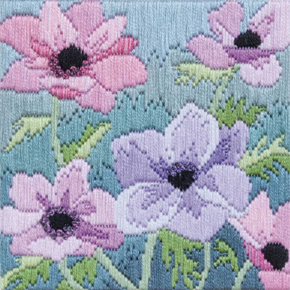 Purple Anemones Silken Long Stitch by Derwentwater Designs