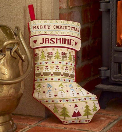 Snowman Christmas Stocking Cross Stitch Kit Historical Sampler Co