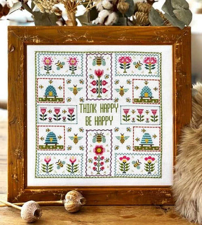 Think Happy Be Happy Cross Stitch Kit Historical Sampler Co