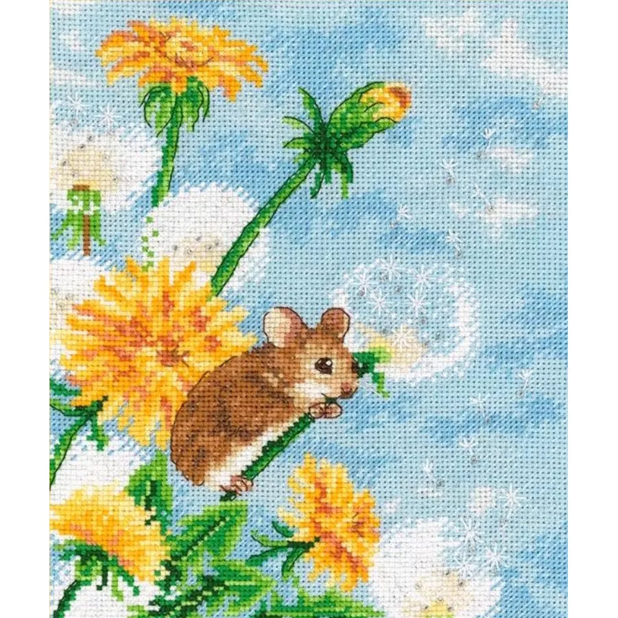 Mouse on a Dandelion Cross Stitch Kit ~ VDV
