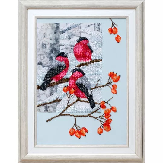 Bullfinches & Dog Rose Beaded Embroidery Kit ~ VDV