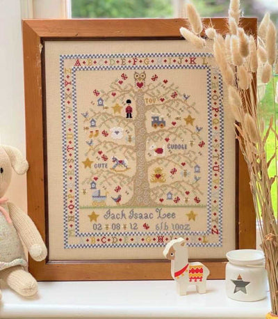 Tree A-Z Boy Birth Sampler Cross Stitch Kit Historical Sampler Co