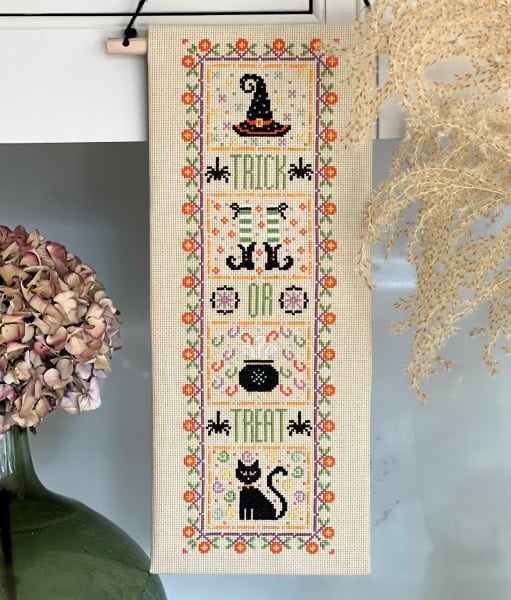 Trick or Treat Banner Mini Cross Stitch Kit Historical Sampler Co