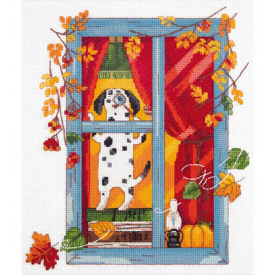 Botanist Dog in Window Cross Stitch Kit ~ PANNA
