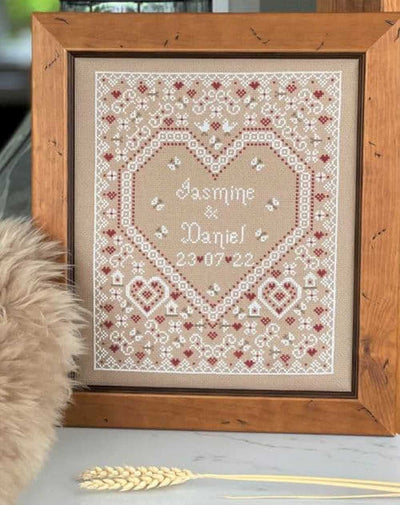 White Confetti Wedding Sampler Cross Stitch Kit Historical Sampler Co