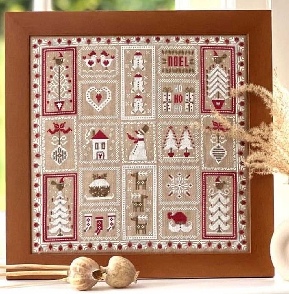 White Snowman Sampler Counted Cross Stitch Kit Historical Sampler Co