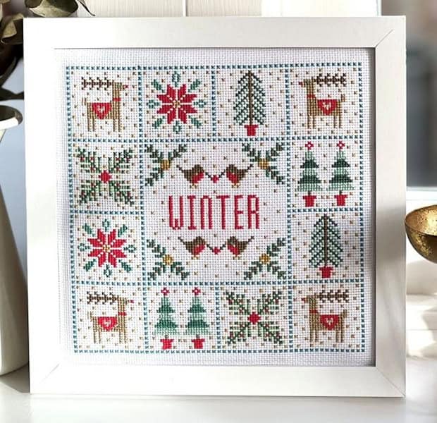 Winter Boxes Cross Stitch Kit Historical Sampler Co