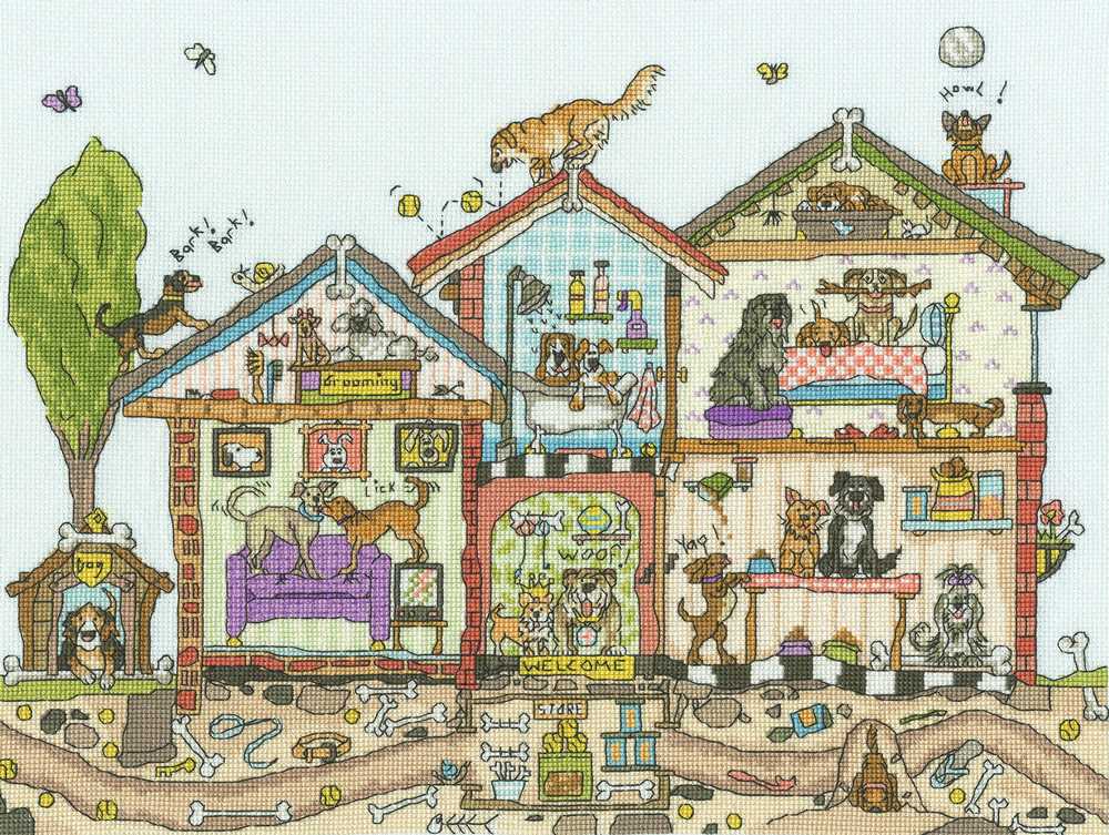 Pooch Palace Cut Thru Cross Stitch Kit ~ Bothy Threads