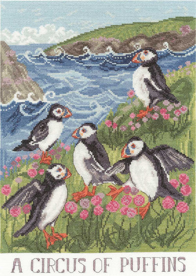 A Circus of Puffins Cross Stitch Kit ~ Bothy Threads