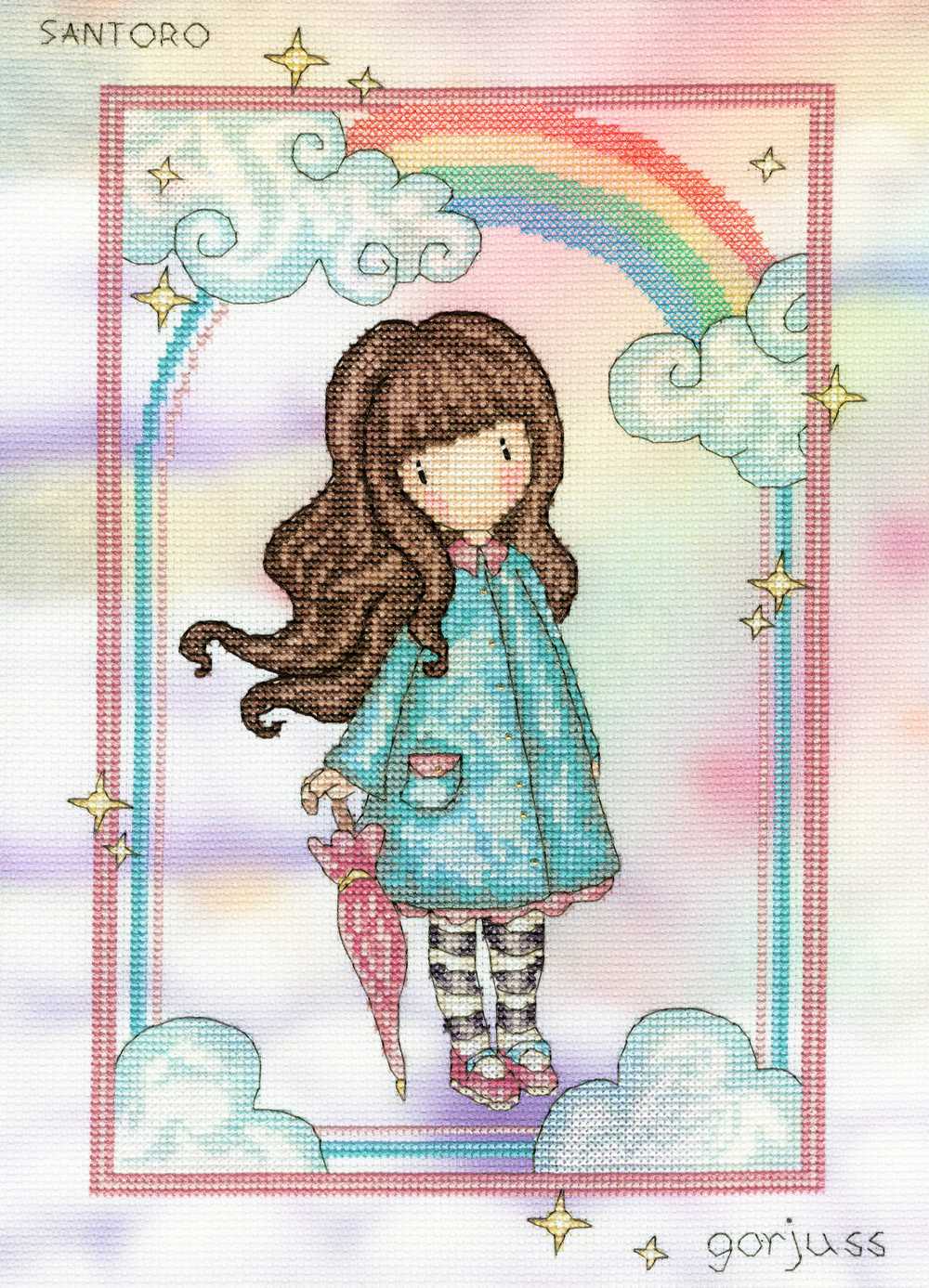 Gorjuss Rainbow Wishes Cross Stitch Kit ~ Bothy Threads