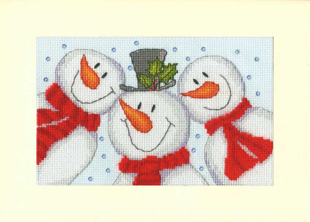 Snowman Selfie Card Cross Stitch Kit ~ Bothy Threads
