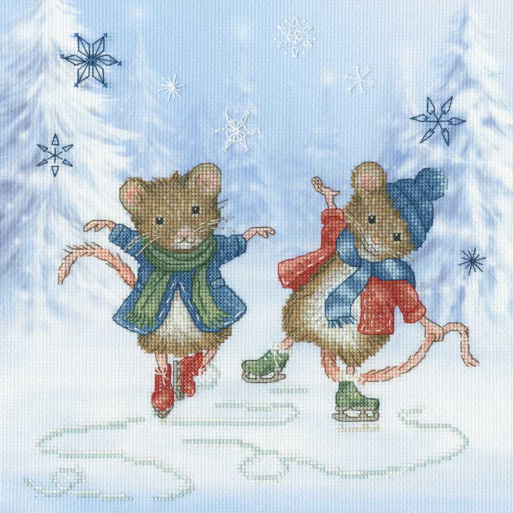 Festive Figure Skaters Cross Stitch Kit ~ Bothy Threads