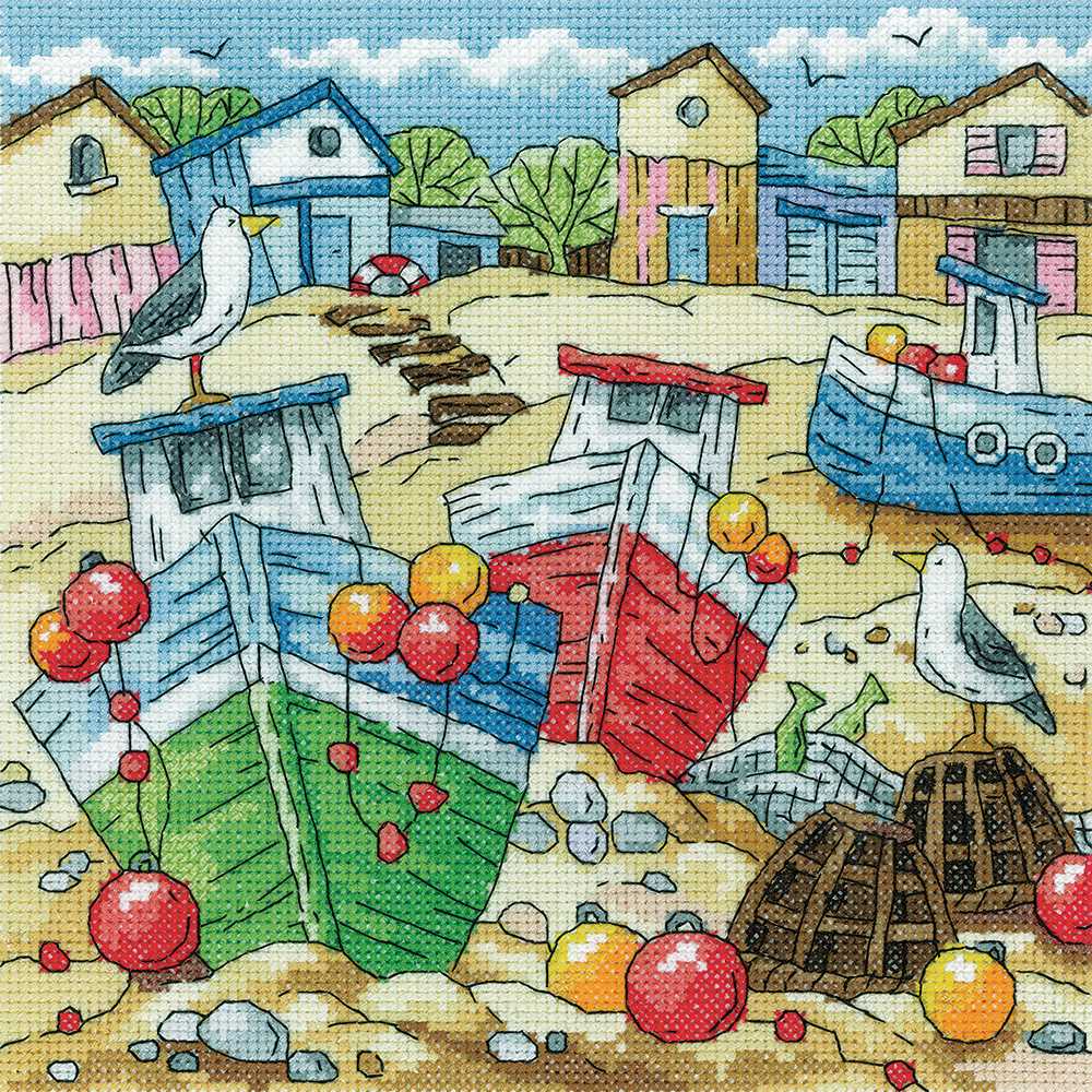 Beach Boats Cross Stitch Kit Heritage Crafts