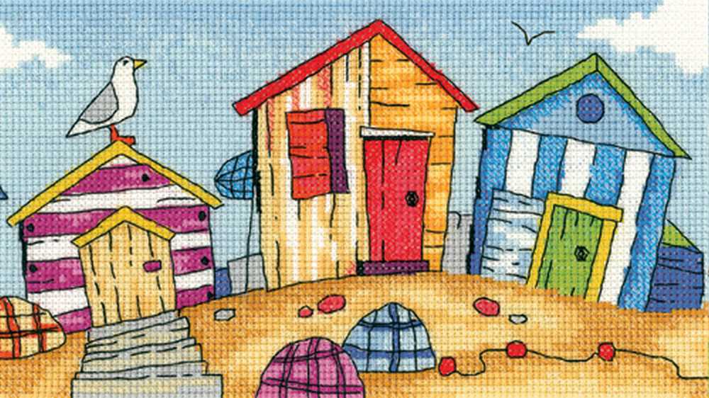 Beach Huts Cross Stitch Kit Heritage Crafts SALE