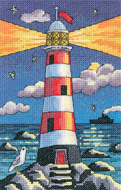 Lighthouse by Night  Cross Stitch Kit Heritage Crafts (Evenweave)