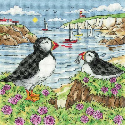 Puffin Shore Shore  Cross Stitch Kit Heritage Crafts