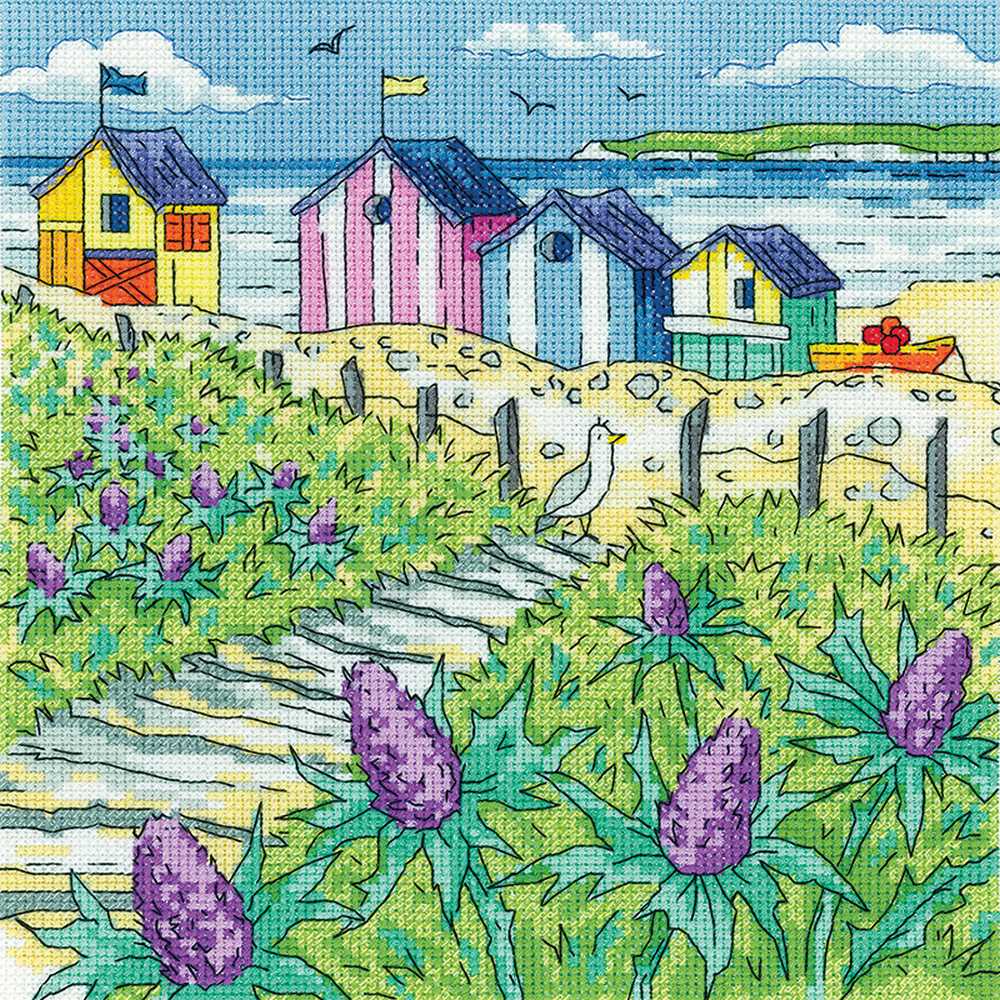Sea Holly Shore Cross Stitch Kit Heritage Crafts (Evenweave)