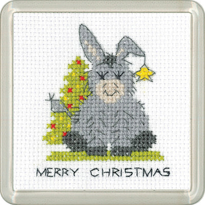 Donkey Christmas Tree Cross Stitch COASTER Kit Heritage Crafts