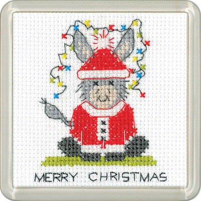 Donkey Santa Cross Stitch COASTER Kit Heritage Crafts