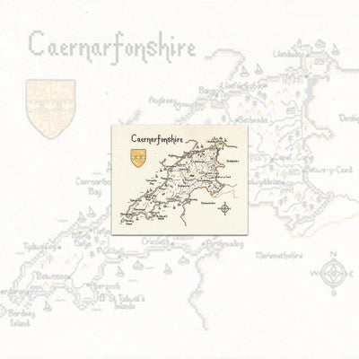 Caernarfonshire Map Cross Stitch Kit Heritage Crafts SALE 27CT