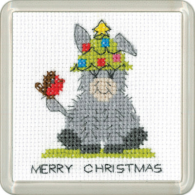 Donkey Tree Hat Cross Stitch COASTER Kit Heritage Crafts
