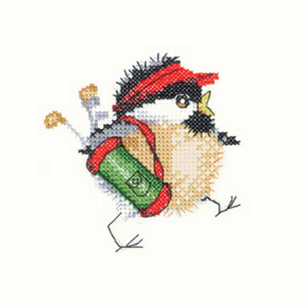 Golfing  Chick Cross Stitch Kit Heritage Crafts (Evenweave)