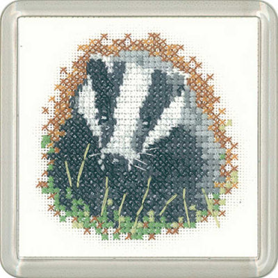 Badger   Cross Stitch COASTER Kit Heritage Crafts