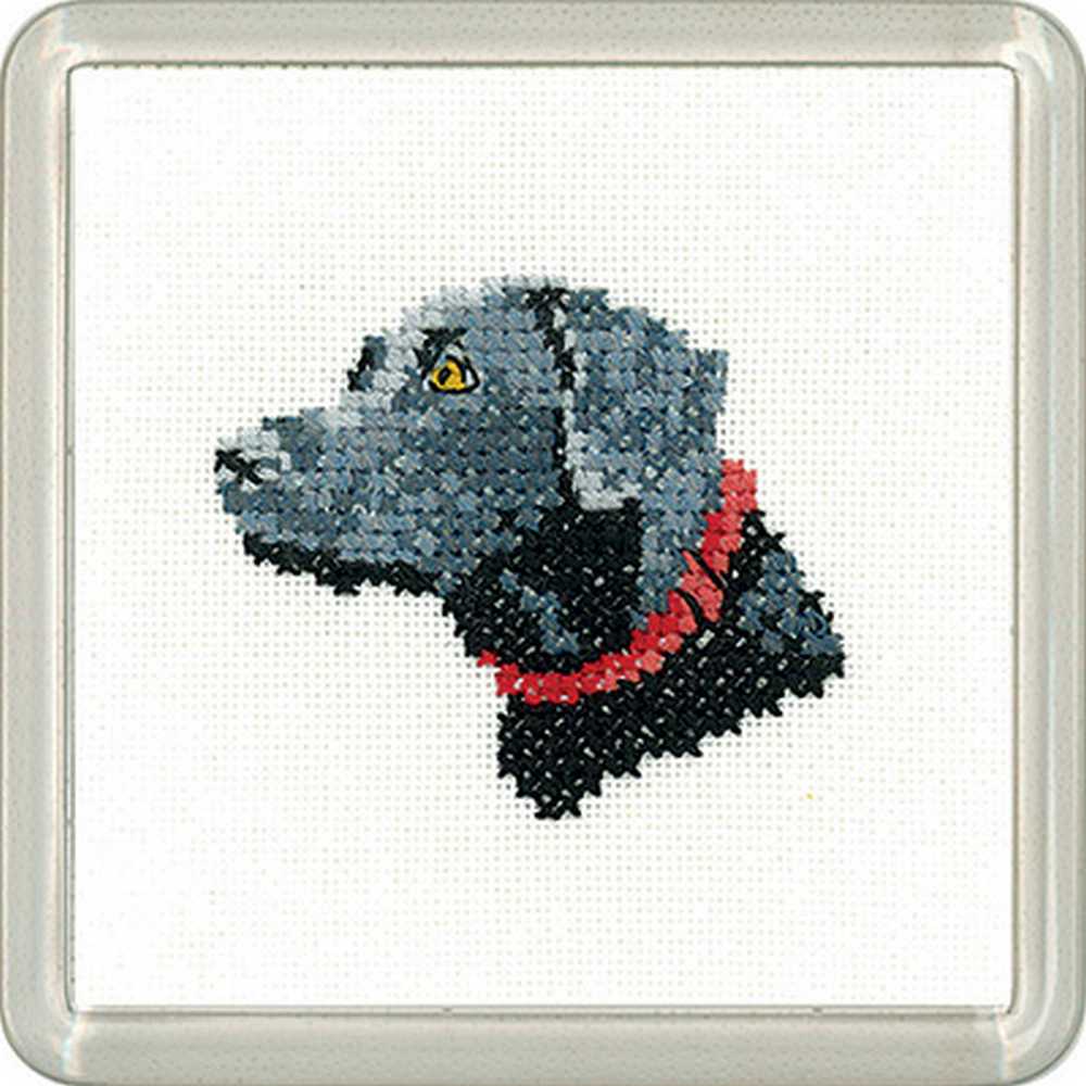 Black Labrador Cross Stitch COASTER Kit Heritage Crafts