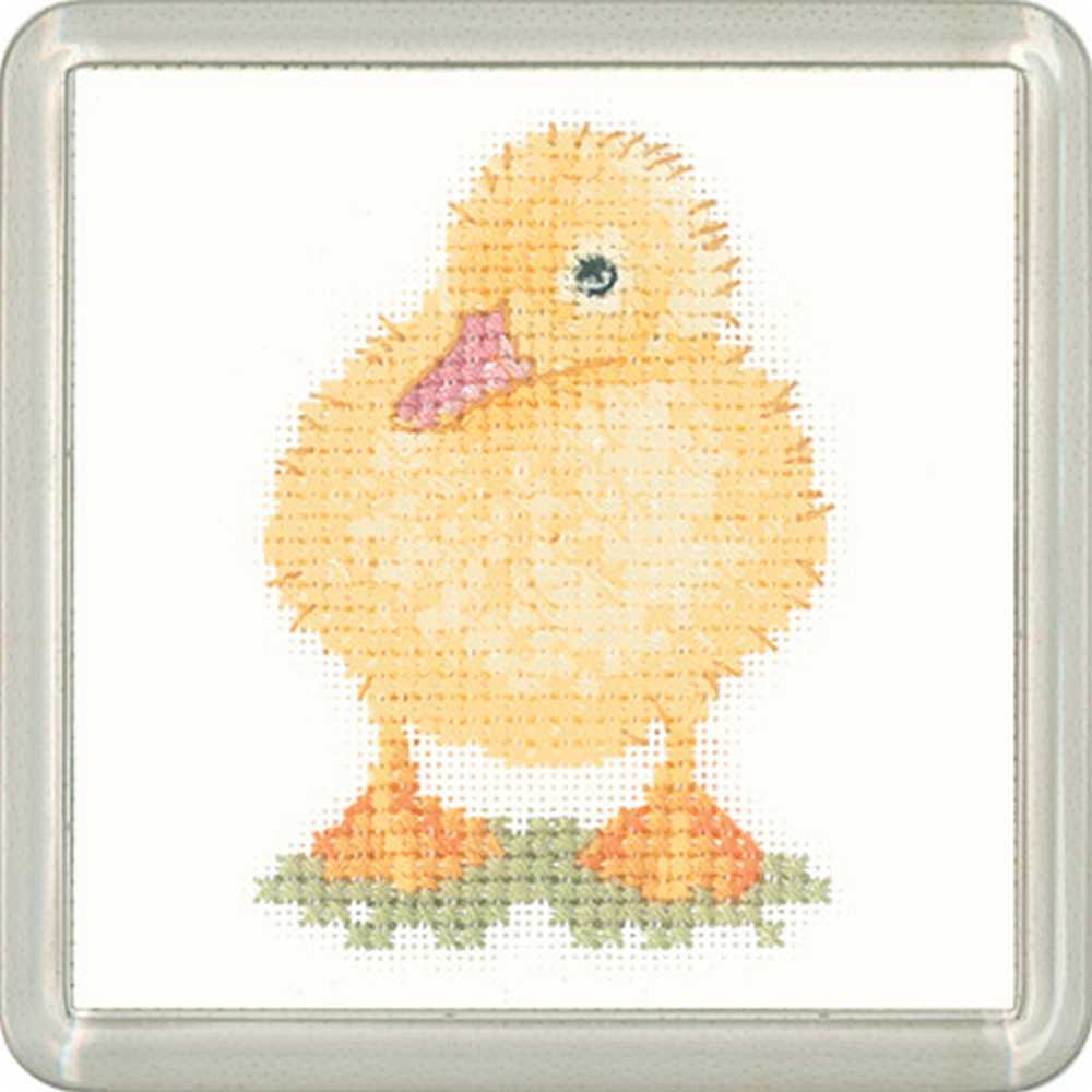 Duckling Cross Stitch COASTER Kit Heritage Crafts