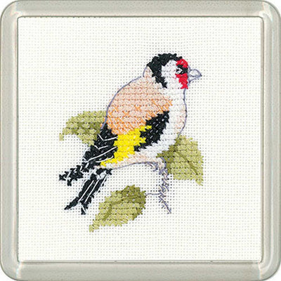 Goldfinch   Cross Stitch COASTER Kit Heritage Crafts