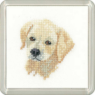 Golden Labrador Puppy   Cross Stitch Coaster Kit Heritage Crafts